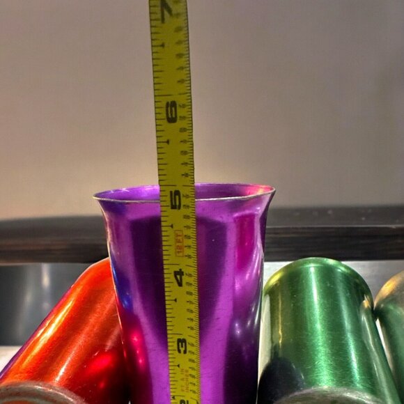 Aluminum Gold Pitcher & 6 Colorful Cups,Vintage,Vibrant,Pride, Retro MCM - Picture 13 of 16